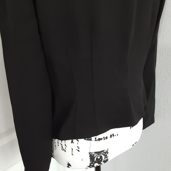 Vintage 90s Black Sequin Blazer Round Neck Jacket Button Front Shoulder Pads 12 - Picture 7 of 12